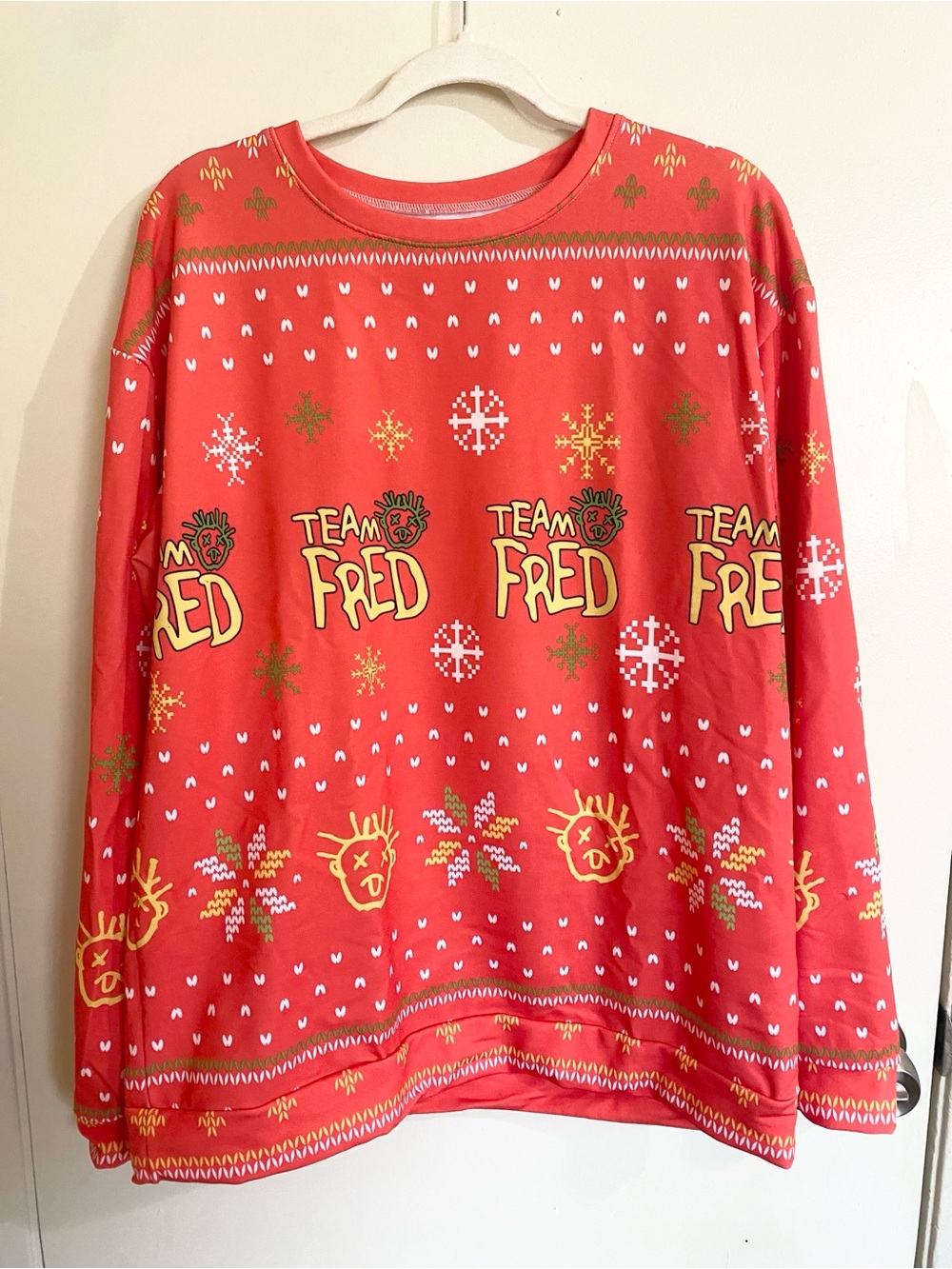 Team Fred Red Christmas Holiday Sweater HDTGM Podcast